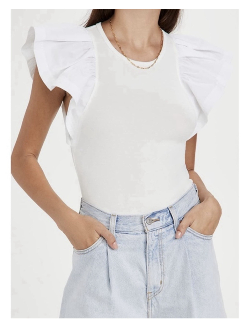ALC Lucinda White Butterfly Flutter Sleeve Short Shirt Top Size Small